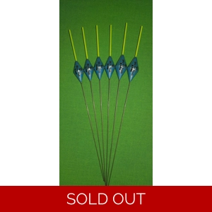 SRG011 Pack of 6 High Quality Pole Floats Diamond Yellow Tip Wire Stem